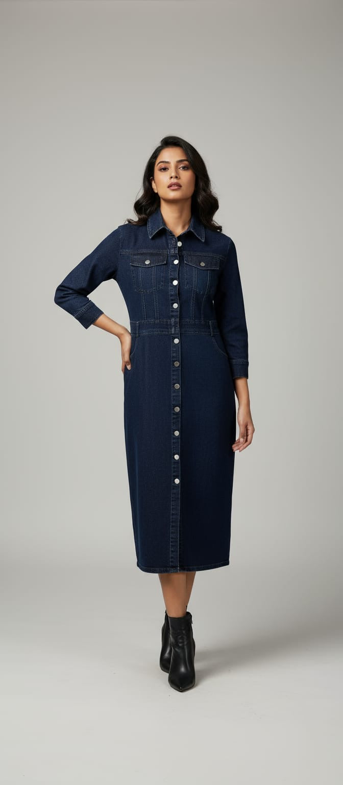 Denim Long Dress – styleonme.in